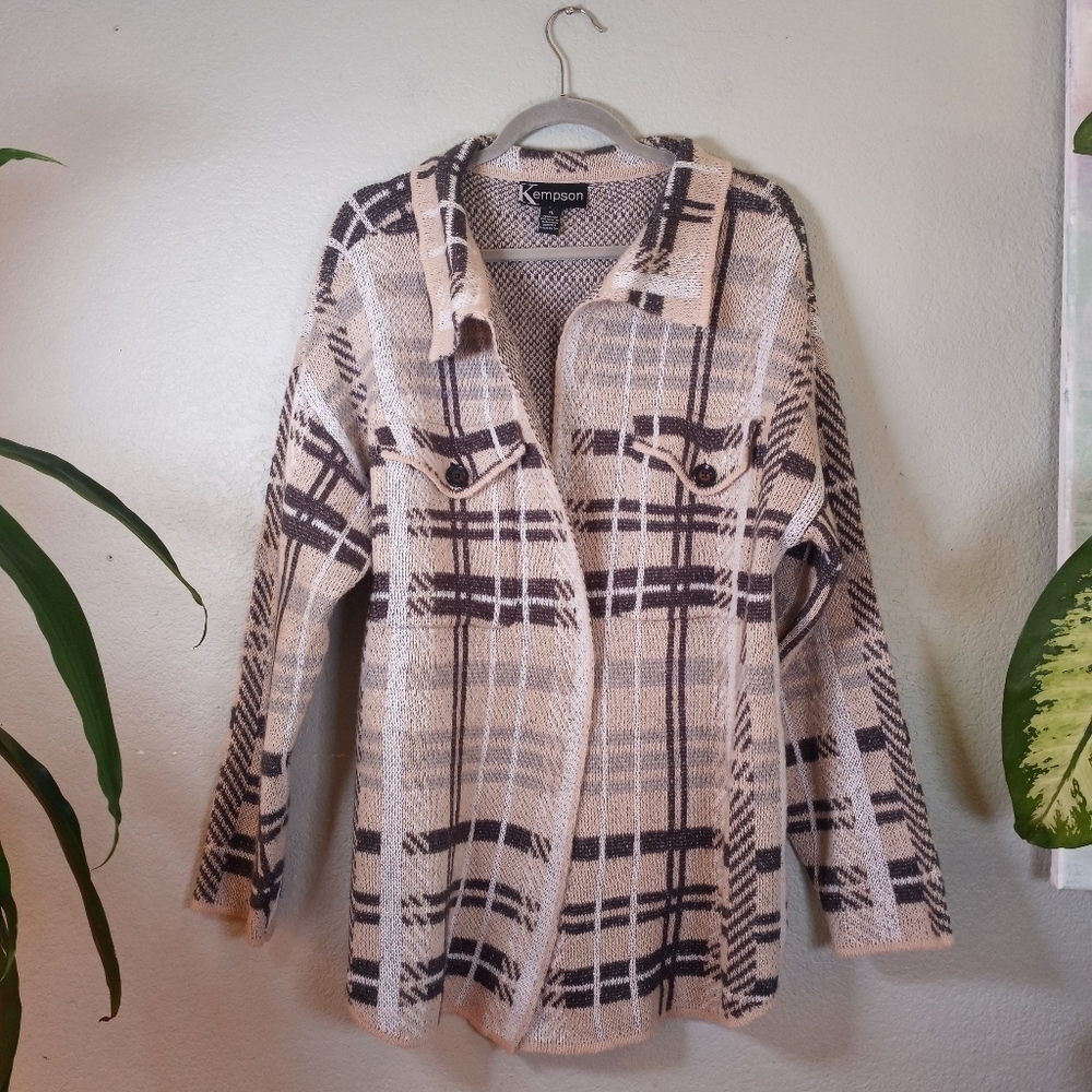 Kempson Plaid Lightweight Front Pocketed Preppy Soft Slouchy Boho Chore Coat